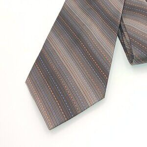 Palio Silk Tie Men’s XL 64” Gray Thin Stripe Blue Dot Modern Elegant Wide New